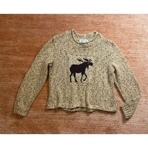 Coldwater Creek Women XS/S Sweater Long Sleeve Round Neck Moose Knit Beige